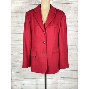 Vintage L.L. BEAN 90s Red Wool Cashmere Blazer Size 12 Women’s Size 12
